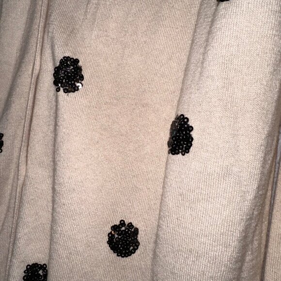 Old Navy Womens L Beige Sequined Dot V-Neck Button Front Long Sleeve Cardigan - Picture 4 of 8